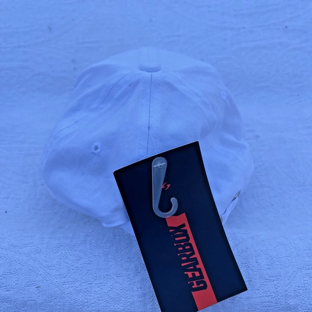 Gearbox Slideback Hat White Solid One Size Embroidered Logo Adjustable Golf cap